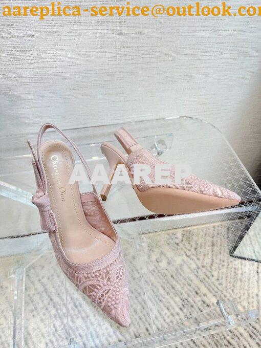 Replica Dior J'adior Slingback Pump Rose Des Vents Macramé Embroidered 20