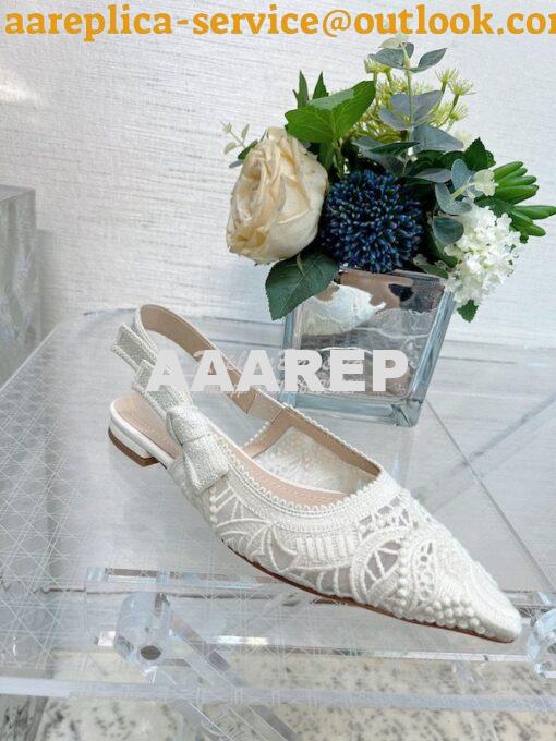 Replica Dior J'adior Slingback Pump White Macramé Embroidered Cotton K 7