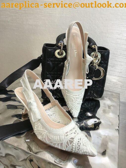 Replica Dior J'adior Slingback Pump White Macramé Embroidered Cotton K 10