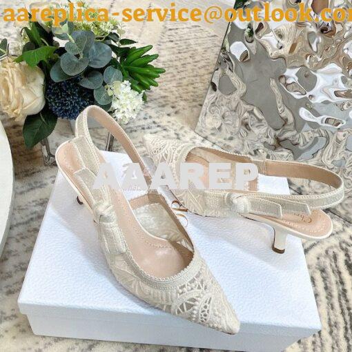 Replica Dior J'adior Slingback Pump White Macramé Embroidered Cotton K 11