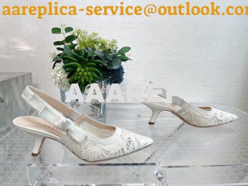 Replica Dior J'adior Slingback Pump White Macramé Embroidered Cotton K 12