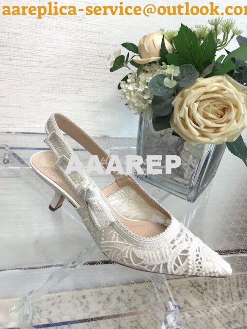 Replica Dior J'adior Slingback Pump White Macramé Embroidered Cotton K 13