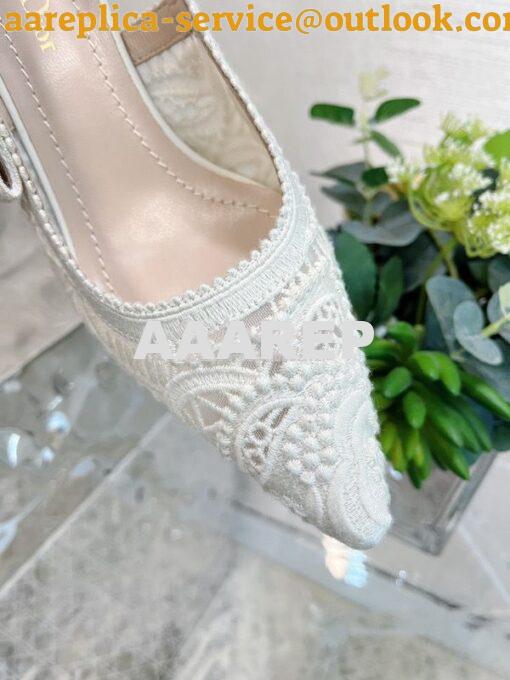 Replica Dior J'adior Slingback Pump White Macramé Embroidered Cotton K 14