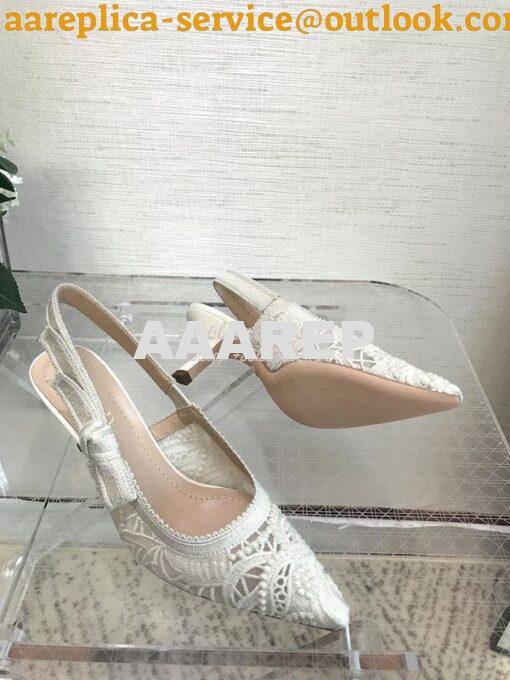 Replica Dior J'adior Slingback Pump White Macramé Embroidered Cotton K 15