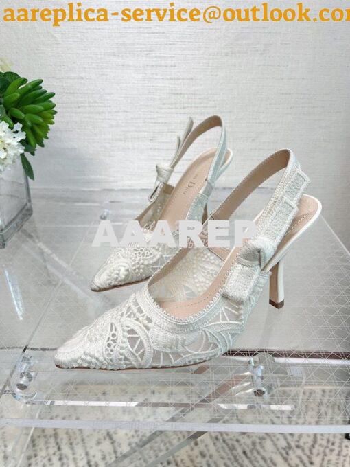 Replica Dior J'adior Slingback Pump White Macramé Embroidered Cotton K 16