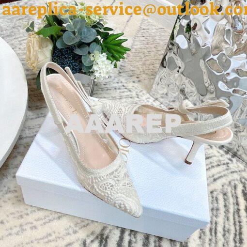 Replica Dior J'adior Slingback Pump White Macramé Embroidered Cotton K 17