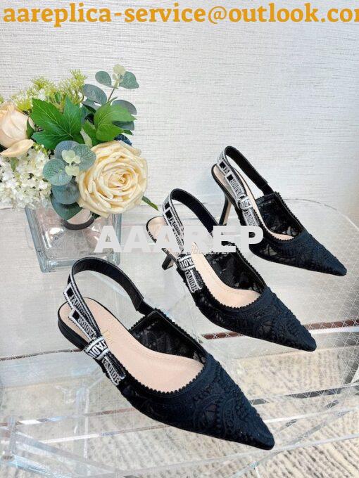 Replica Dior J'adior Slingback Pump Black Macramé Embroidered Cotton K 2