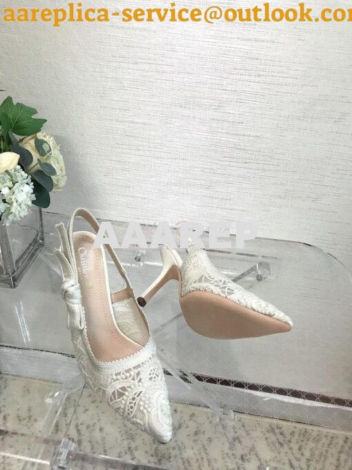 Replica Dior J'adior Slingback Pump White Macramé Embroidered Cotton K 20