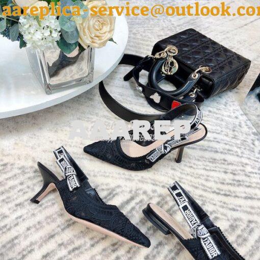 Replica Dior J'adior Slingback Pump Black Macramé Embroidered Cotton K 4