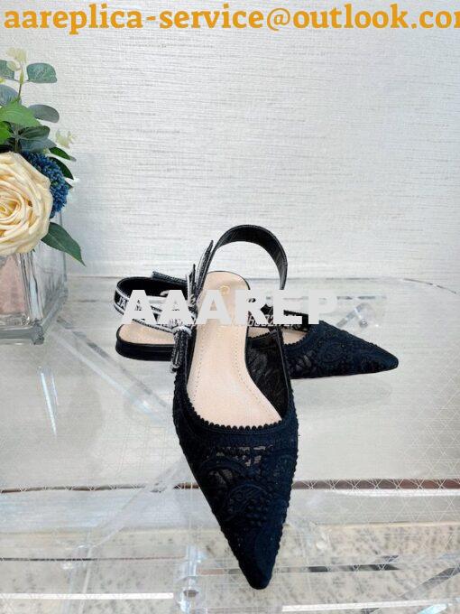 Replica Dior J'adior Slingback Pump Black Macramé Embroidered Cotton K 5