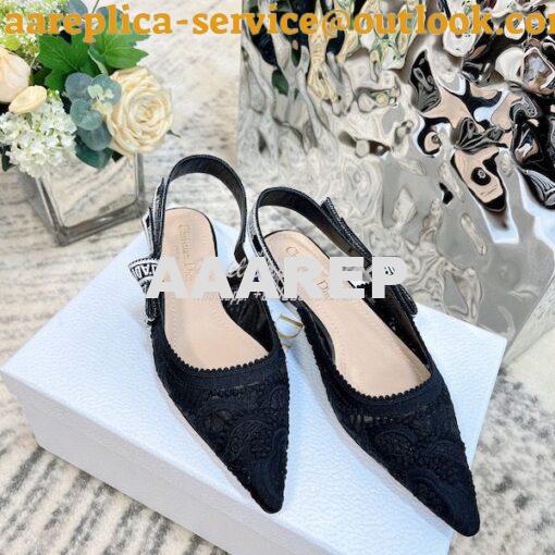 Replica Dior J'adior Slingback Pump Black Macramé Embroidered Cotton K 6