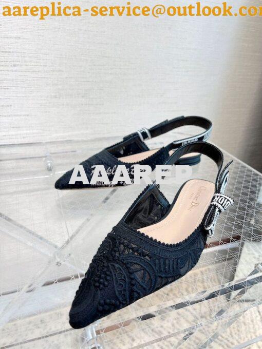 Replica Dior J'adior Slingback Pump Black Macramé Embroidered Cotton K 7