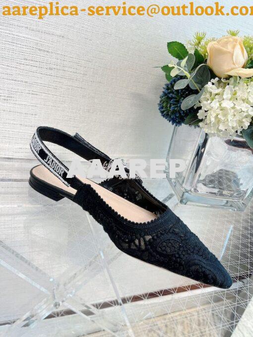 Replica Dior J'adior Slingback Pump Black Macramé Embroidered Cotton K 8