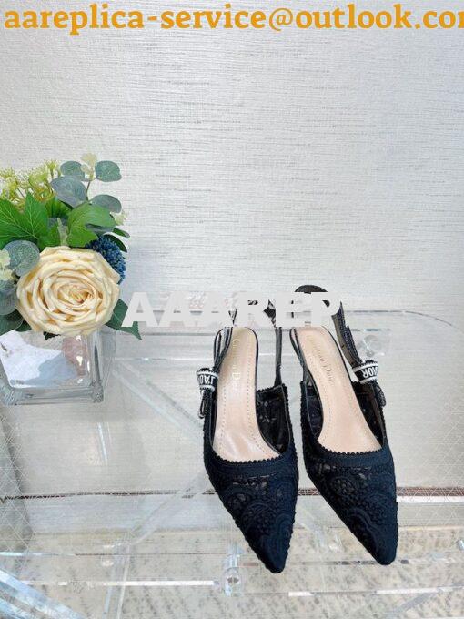 Replica Dior J'adior Slingback Pump Black Macramé Embroidered Cotton K 11