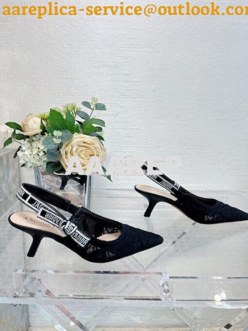 Replica Dior J'adior Slingback Pump Black Macramé Embroidered Cotton K 13