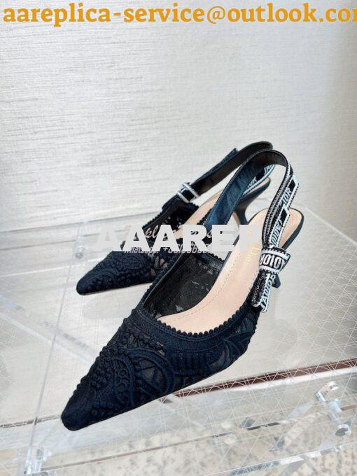 Replica Dior J'adior Slingback Pump Black Macramé Embroidered Cotton K 14