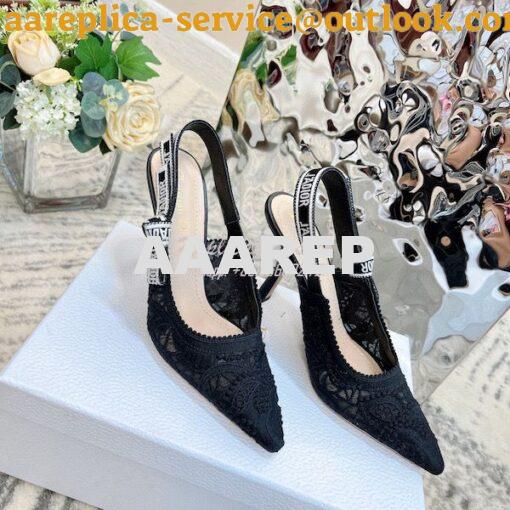 Replica Dior J'adior Slingback Pump Black Macramé Embroidered Cotton K 17