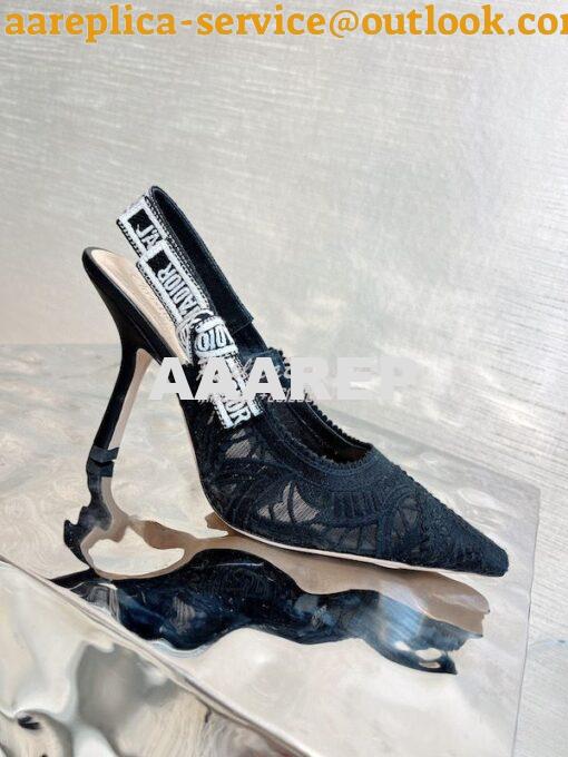 Replica Dior J'adior Slingback Pump Black Macramé Embroidered Cotton K 19