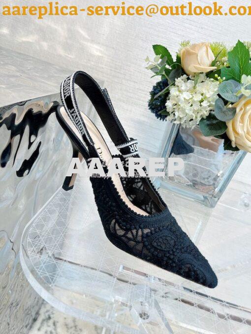 Replica Dior J'adior Slingback Pump Black Macramé Embroidered Cotton K 20