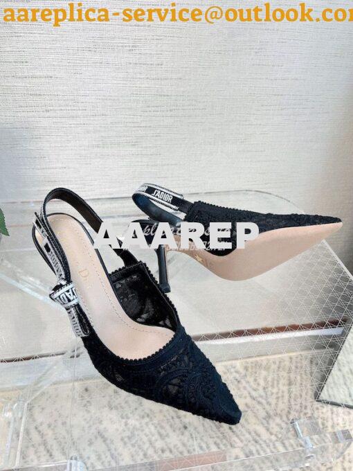 Replica Dior J'adior Slingback Pump Black Macramé Embroidered Cotton K 21