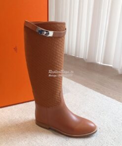 Replica Hermes Jumping Boot in calfskin with "H en Biais" motif H21212 2