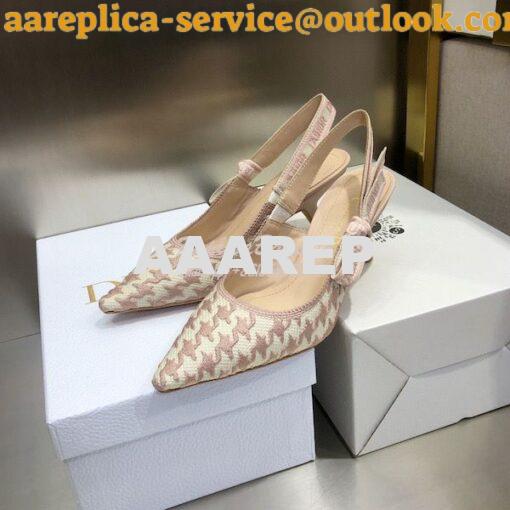 Replica Dior J'adior Slingback Rose Des Vents Cotton Embroidery with M 11