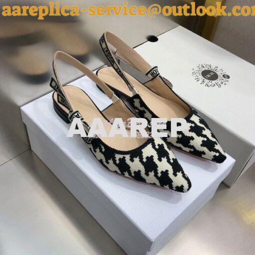 Replica Dior J'adior Slingback Black and White Cotton Embroidery with 6