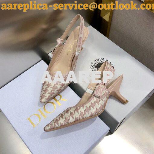 Replica Dior J'adior Slingback Rose Des Vents Cotton Embroidery with M 14