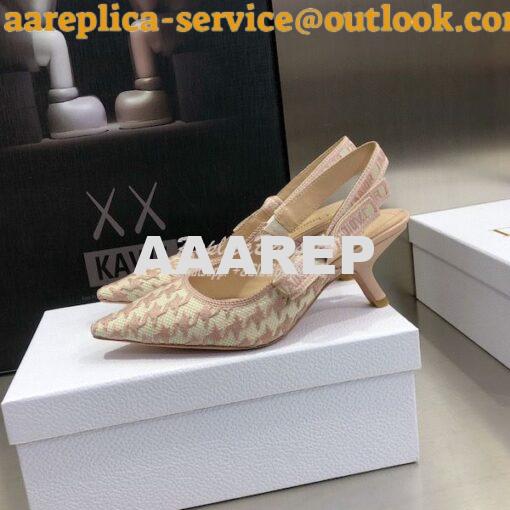 Replica Dior J'adior Slingback Rose Des Vents Cotton Embroidery with M 15