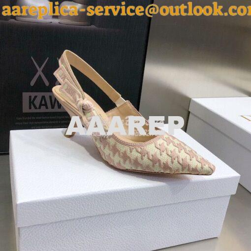 Replica Dior J'adior Slingback Rose Des Vents Cotton Embroidery with M 16