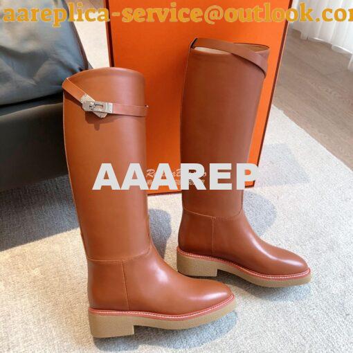 Replica Hermes Honey Boot in Heritage calfskin with rubber sole with c