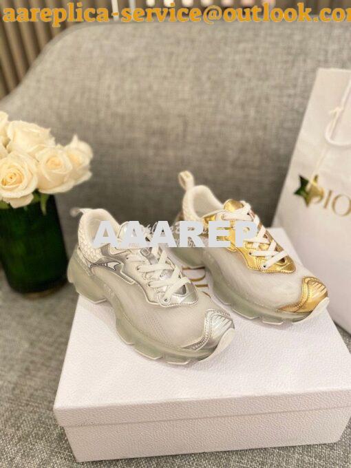 Replica Dior Vibe Sneaker White Mesh and Silver-Tone Leather KCK337