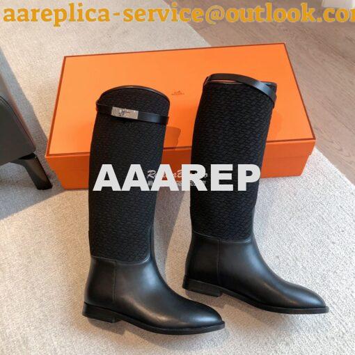 Replica Hermes Jumping Boot in calfskin with "H en Biais" motif H21212 5