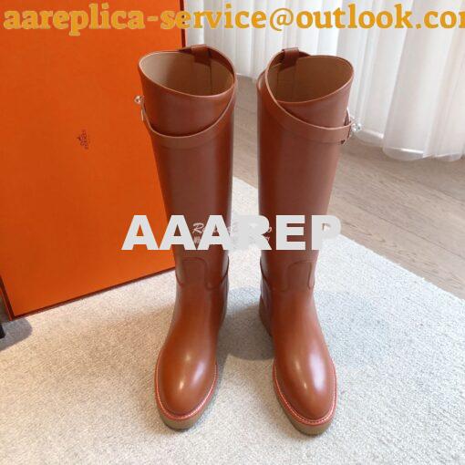 Replica Hermes Honey Boot in Heritage calfskin with rubber sole with c 2