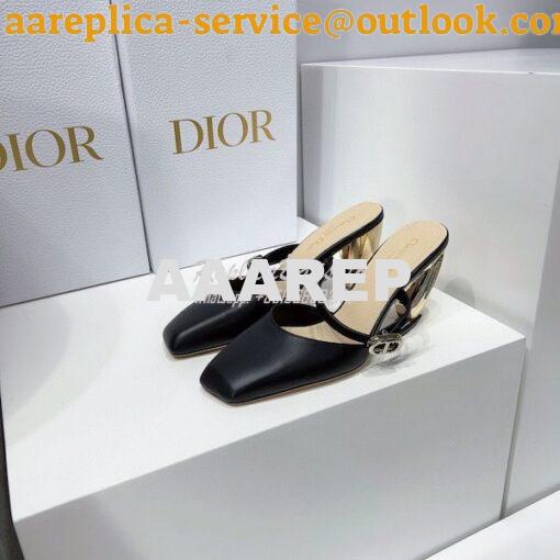 Replica Dior Rhodes Heeled Mule in Black Calfskin KCP924 21