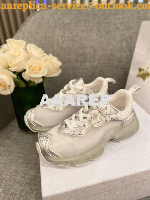 Replica Dior Vibe Sneaker White Mesh and Silver-Tone Leather KCK337 3