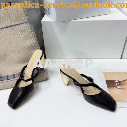 Replica Dior Rhodes Heeled Mule in Black Calfskin KCP924 22