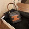 Replica Celine Small Boston In Triomphe Canvas And Calfskin Tan 197582 12