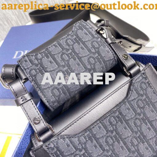 Replica Dior Elite Messenger Pouch Black Smooth Calfskin And Dior Obli 8