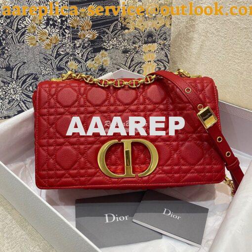 Replica Dior Medium Caro Bag Red Supple Cannage Calfskin M9242U