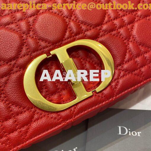 Replica Dior Medium Caro Bag Red Supple Cannage Calfskin M9242U 2