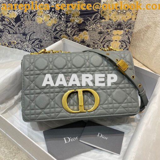 Replica Dior Medium Caro Bag Stone Gray Supple Cannage Calfskin M9242U