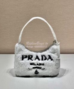 Replica Prada Re-edition 2000 Terry Mini-bag 1NE515 White 2