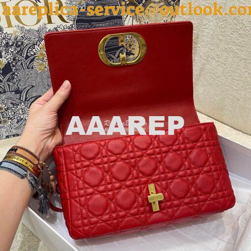 Replica Dior Medium Caro Bag Red Supple Cannage Calfskin M9242U 6