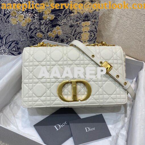 Replica Dior Medium Caro Bag White Supple Cannage Calfskin M9242U