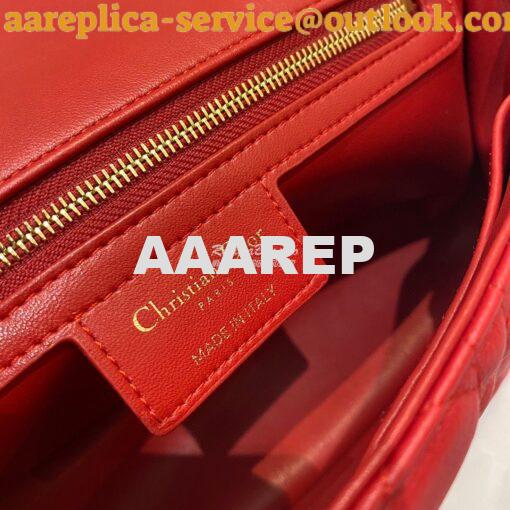 Replica Dior Medium Caro Bag Red Supple Cannage Calfskin M9242U 8