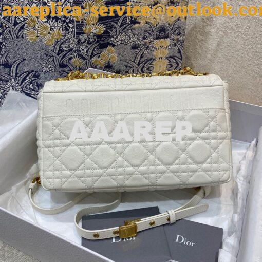 Replica Dior Medium Caro Bag White Supple Cannage Calfskin M9242U 4