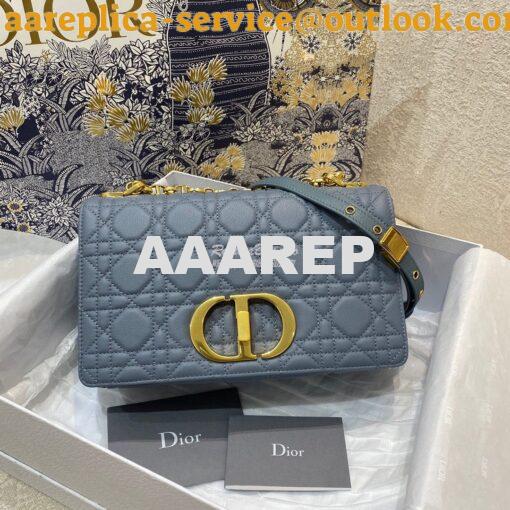 Replica Dior Medium Caro Bag Cloud Blue Supple Cannage Calfskin M9242U