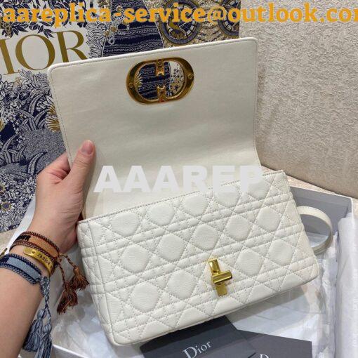 Replica Dior Medium Caro Bag White Supple Cannage Calfskin M9242U 6