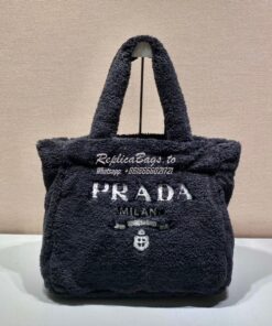 Replica Prada Terry Tote Bag 1BG130 Black